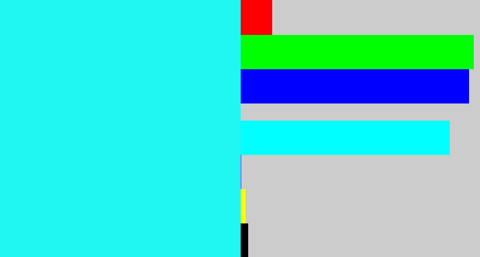 Hex color #20f7f2 - bright light blue