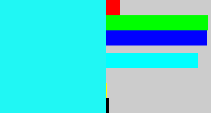 Hex color #20f7f4 - bright light blue