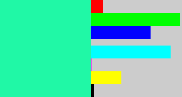 Hex color #20f8a6 - greenish cyan