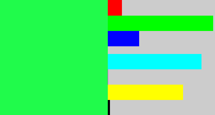 Hex color #20fb4b - bright light green