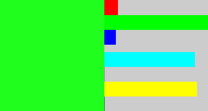 Hex color #20fe1d - radioactive green