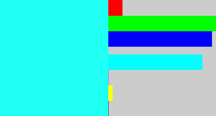 Hex color #20fff4 - bright light blue