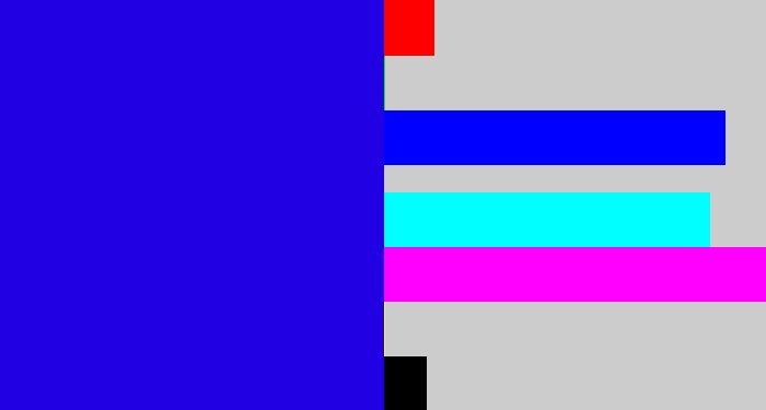 Hex color #2100e3 - ultramarine blue