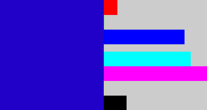 Hex color #2101c8 - ultramarine blue