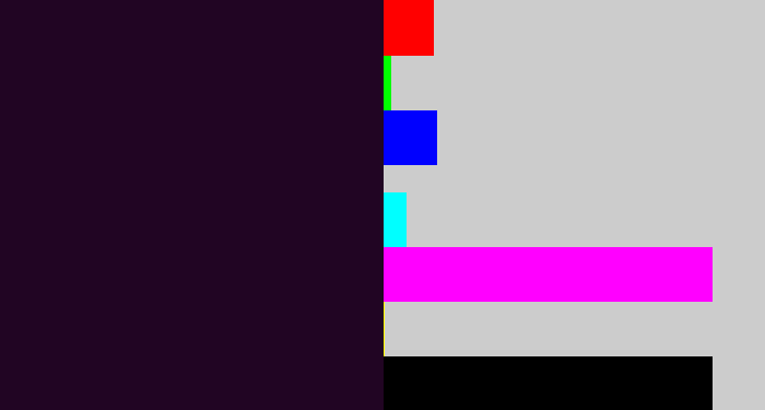 Hex color #210523 - very dark purple