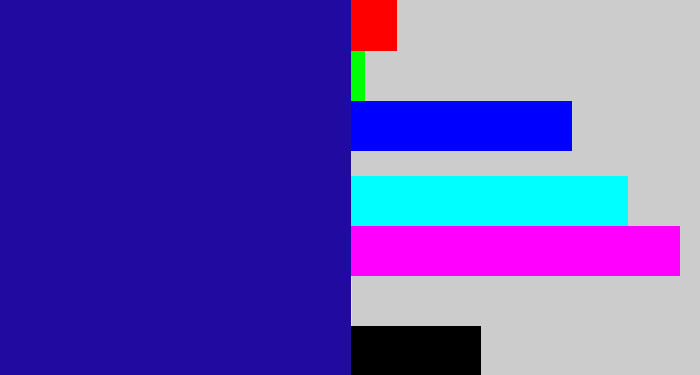 Hex color #210aa0 - ultramarine