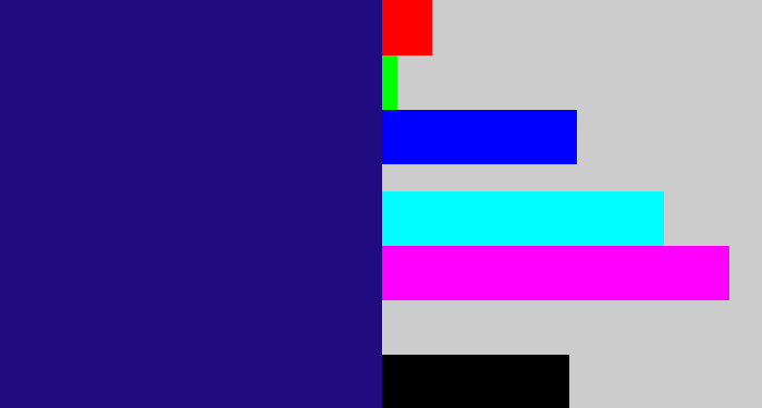 Hex color #210b81 - indigo
