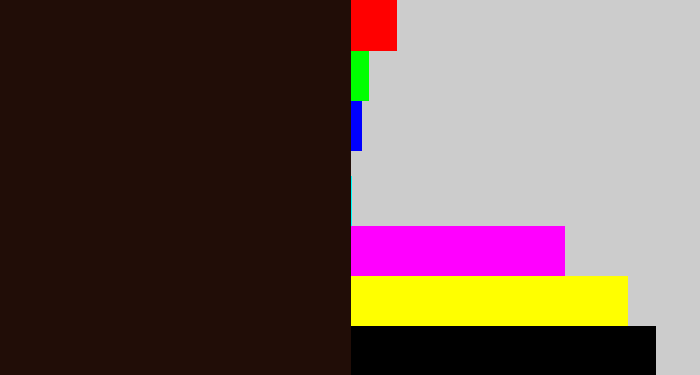 Hex color #210d07 - very dark brown