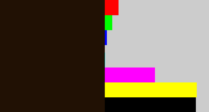 Hex color #211104 - very dark brown