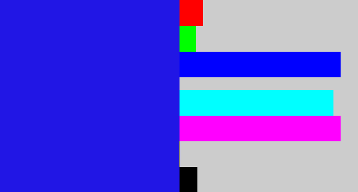 Hex color #2116e5 - ultramarine blue