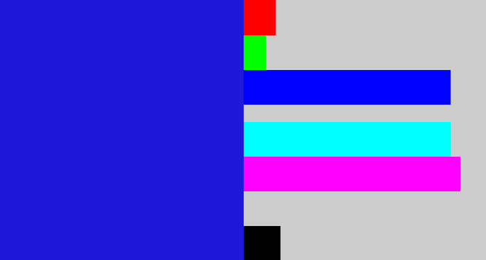 Hex color #2117d9 - ultramarine blue