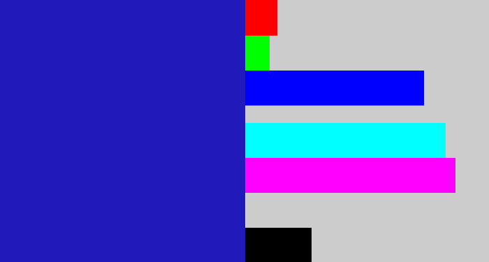 Hex color #2119b9 - indigo blue