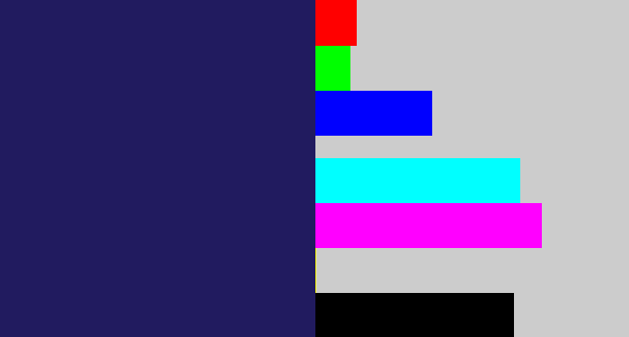 Hex color #211b5f - dark indigo