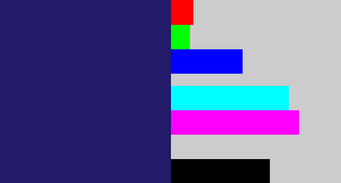 Hex color #211b6a - dark indigo