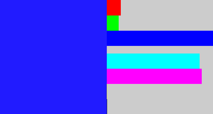 Hex color #211bff - vivid blue