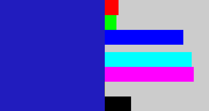 Hex color #211cbe - indigo blue