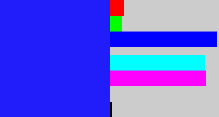 Hex color #211dfa - vivid blue