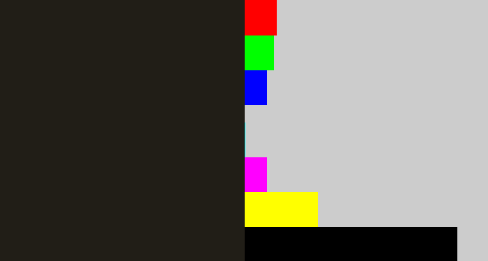 Hex color #211e17 - dark