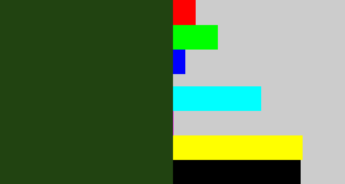 Hex color #214311 - forrest green