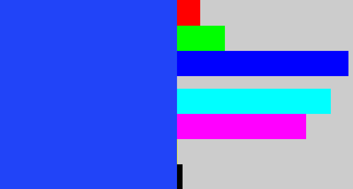 Hex color #2144f8 - vivid blue