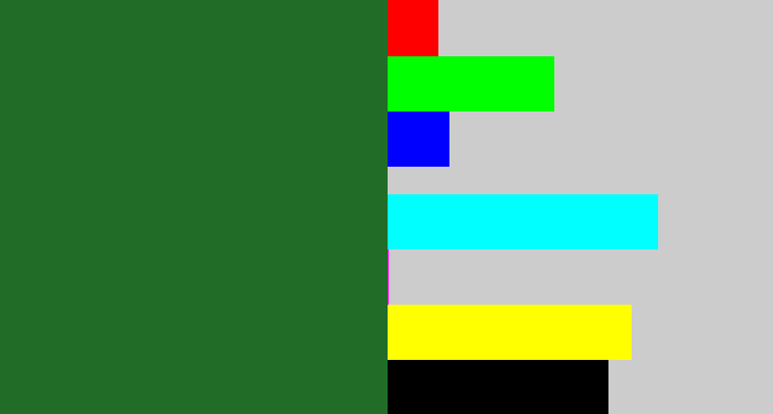 Hex color #216d28 - darkish green