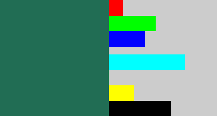 Hex color #216d54 - dark green blue
