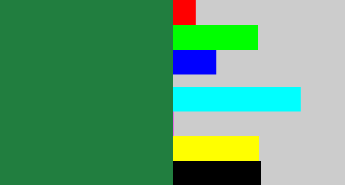 Hex color #217e3f - darkish green