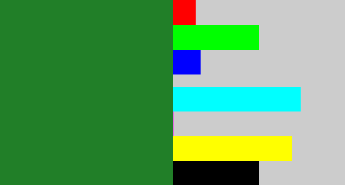 Hex color #217f28 - darkish green