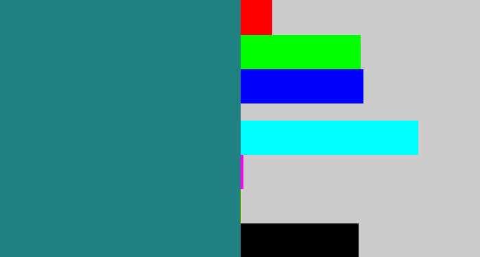 Hex color #218081 - blue green