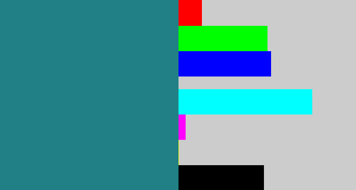 Hex color #218085 - greenish blue