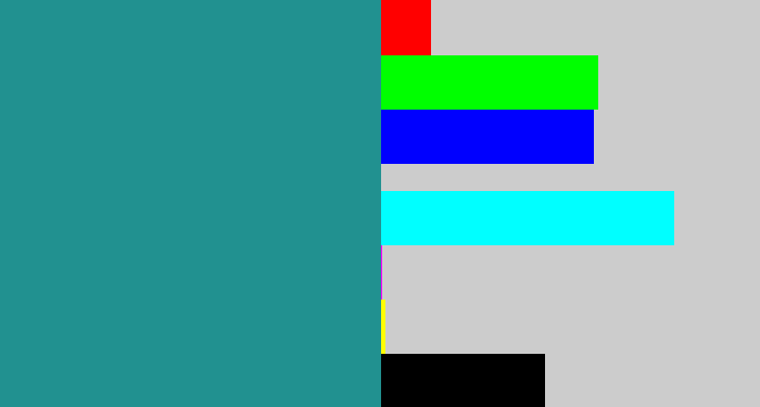 Hex color #219190 - blue/green