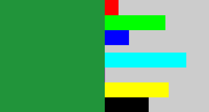 Hex color #21943a - darkish green