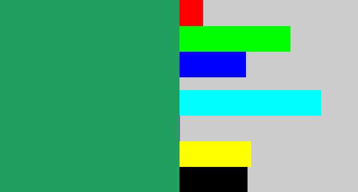 Hex color #219f5f - viridian