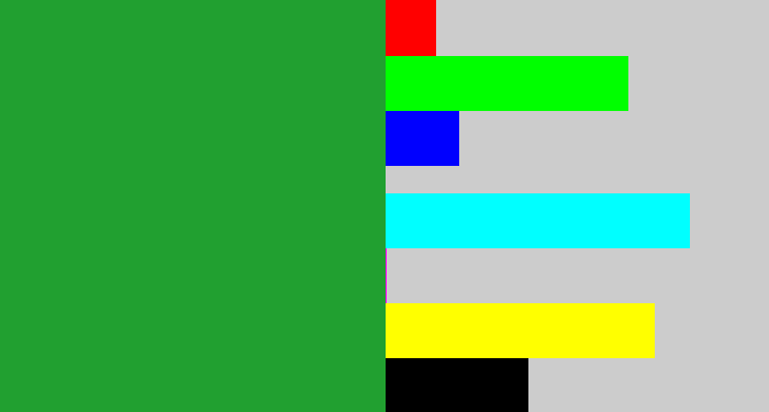 Hex color #21a030 - green