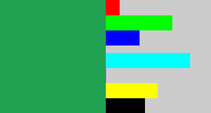 Hex color #21a152 - viridian