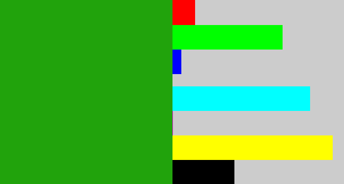 Hex color #21a30c - green