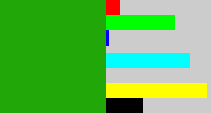 Hex color #21a707 - green
