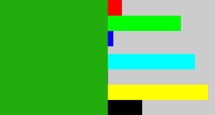 Hex color #21ad0c - green