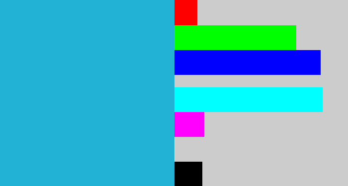 Hex color #21b2d6 - turquoise blue