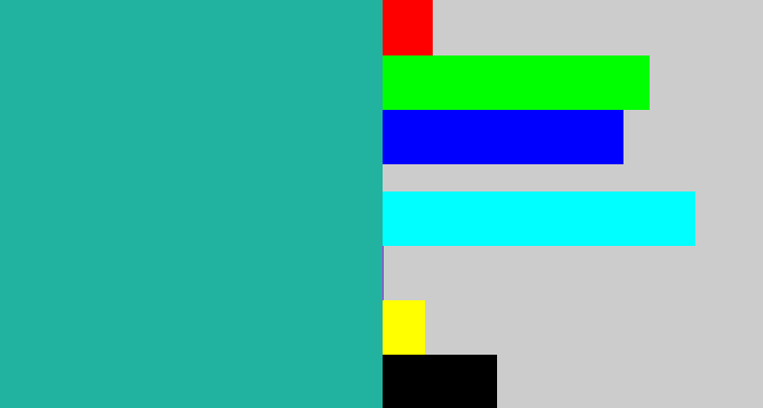 Hex color #21b3a0 - tealish