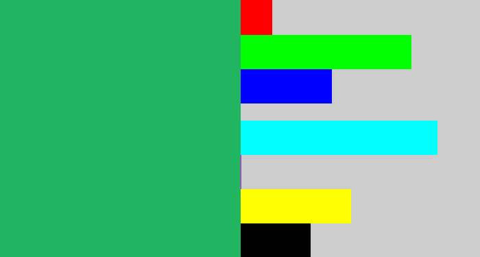 Hex color #21b461 - jade green
