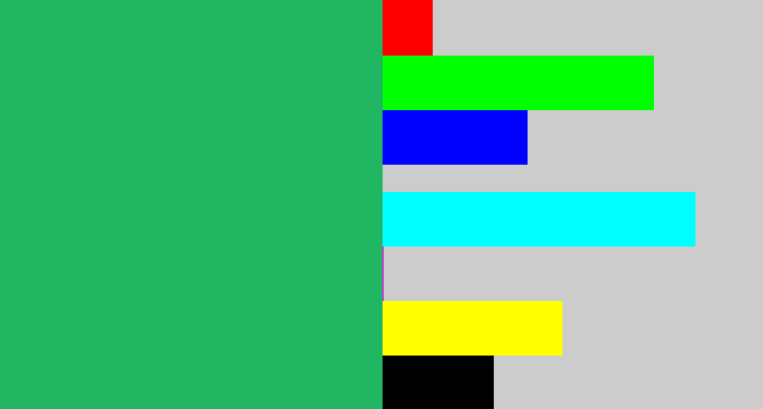 Hex color #21b661 - jade green