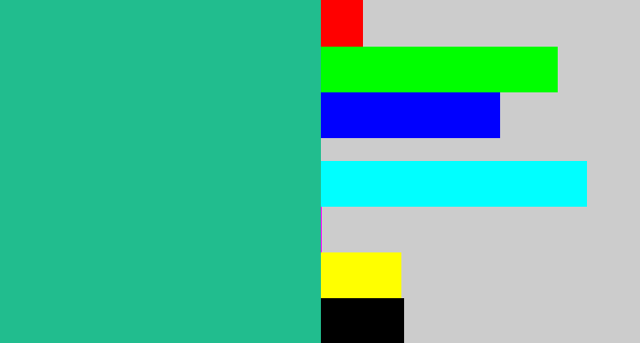 Hex color #21bd8e - greenblue