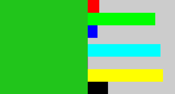 Hex color #21c51b - green