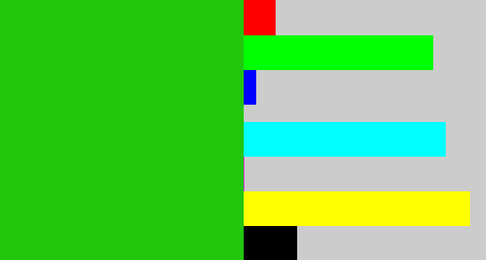 Hex color #21c60d - green