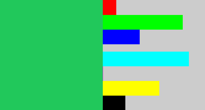 Hex color #21c85b - algae green