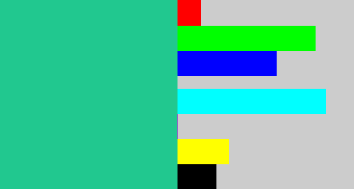 Hex color #21c88f - greenblue