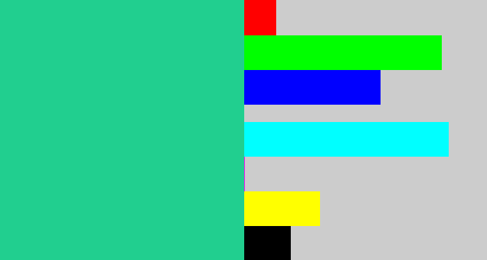 Hex color #21cf8f - greenblue