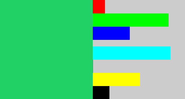 Hex color #21d166 - algae green