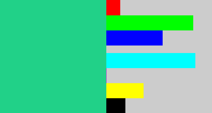 Hex color #21d188 - greenblue